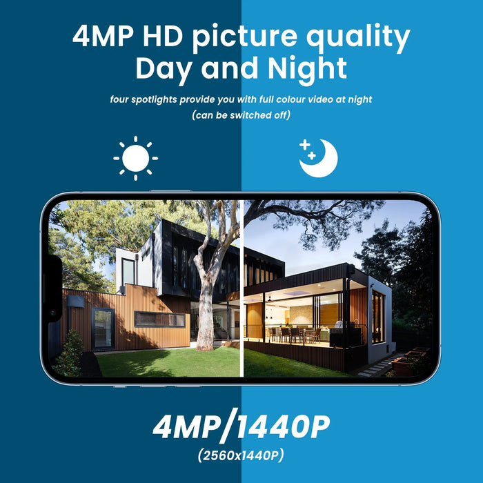4MP Solar WiFi Outdoor Security Camera Kit with Siren Alarm