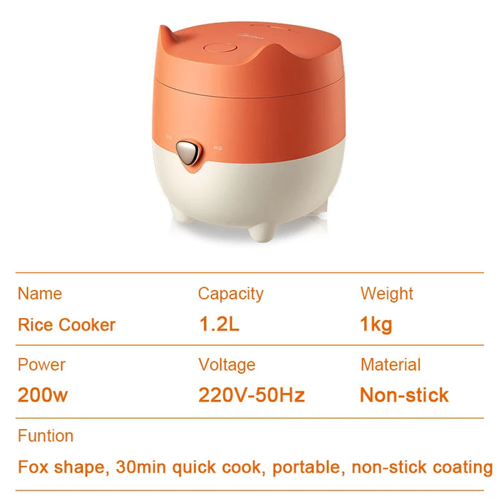 1.2L Portable Mini Rice Cooker with Non-Stick Inner Pot