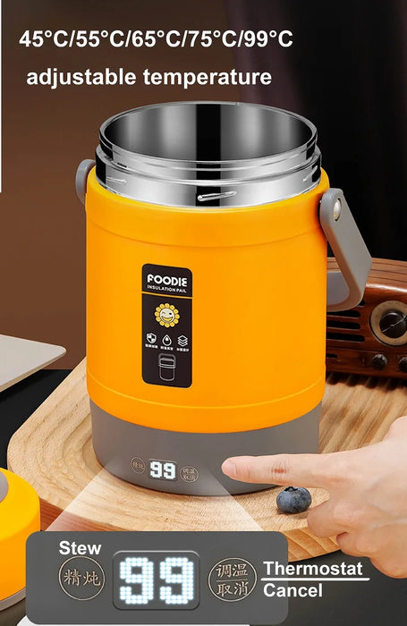 1.6L Electric Lunch Box with Adjustable Heat & LCD Display orange