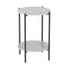 2-Tier Round Coffee Table with Sintered Stone Top and Black Metal Frame