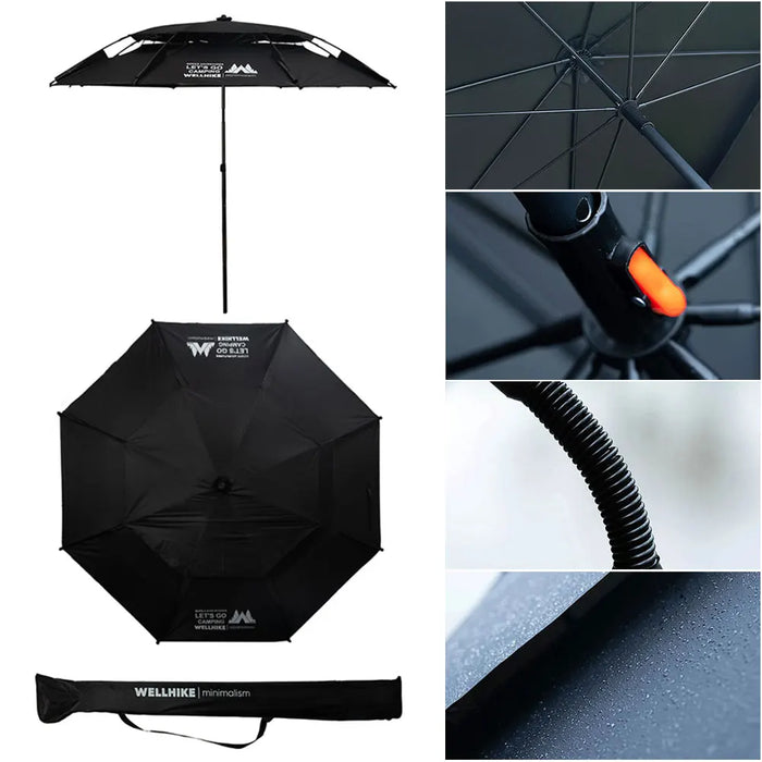 Portable Outdoor Parasol, Waterproof 220cm Adjustable Shade