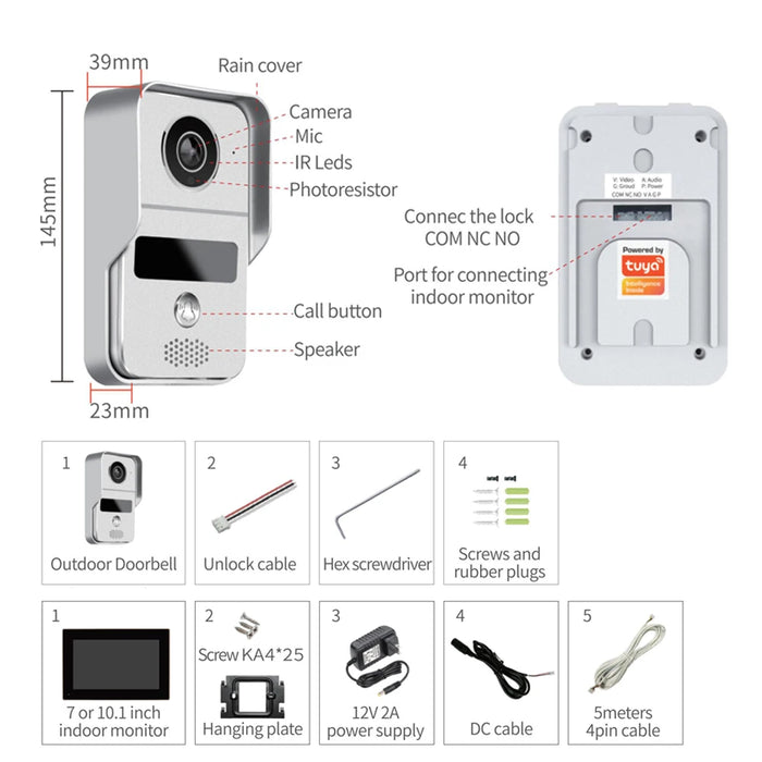 10" Smart Video Doorbell Intercom with RFID Access
