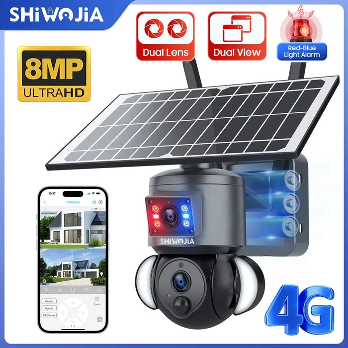 4K 8MP Solar Camera WIFI Outdoor with Dual Lens and Humanoid Tracking