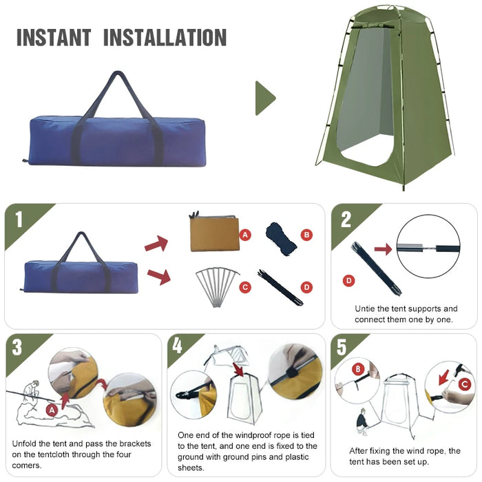  Fibreglass Rod Bracket Material Green Privacy Shower Tent 