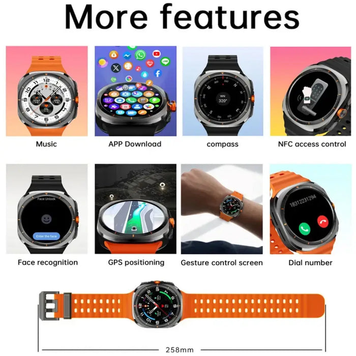 5G Smartwatch with 5MP Camera, GPS, and 1480mAh Battery Orange