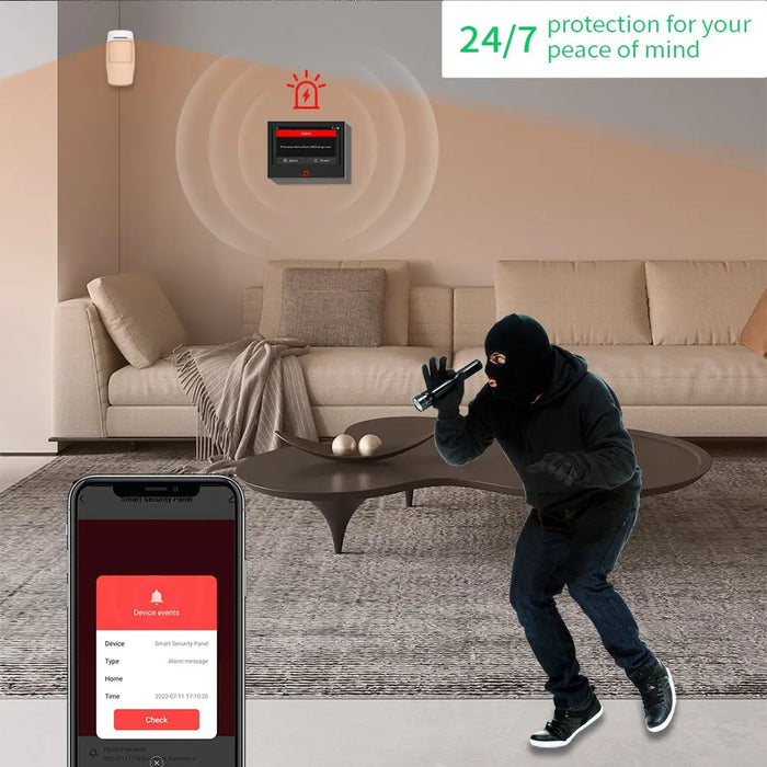 "7"" White Wi-Fi Alarm Panel with 115 dB Siren  "
