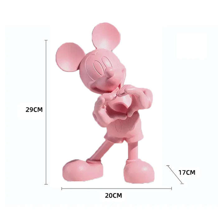 Pink Micky Mouse Cartoon Statue Resin Sculpture for Decor
