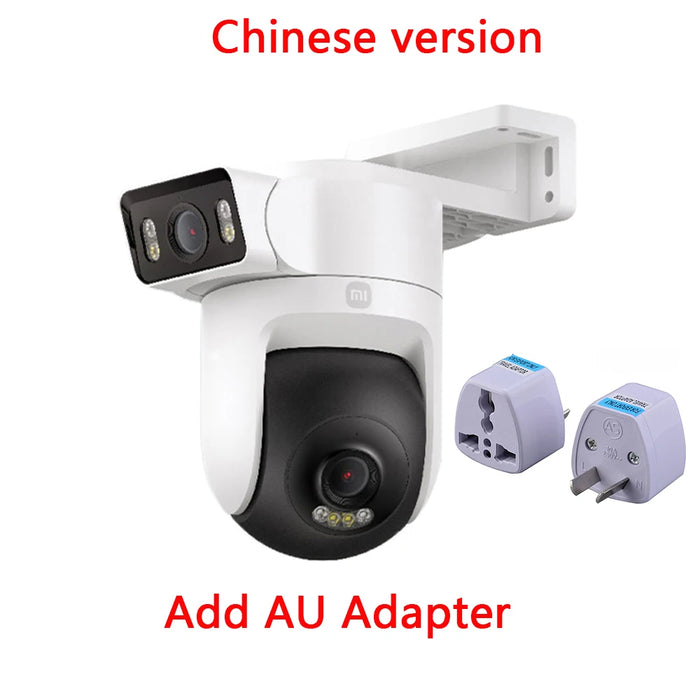 Dual Camera 2.5K Outdoor Security Camera with AI Detection + AU Adapter