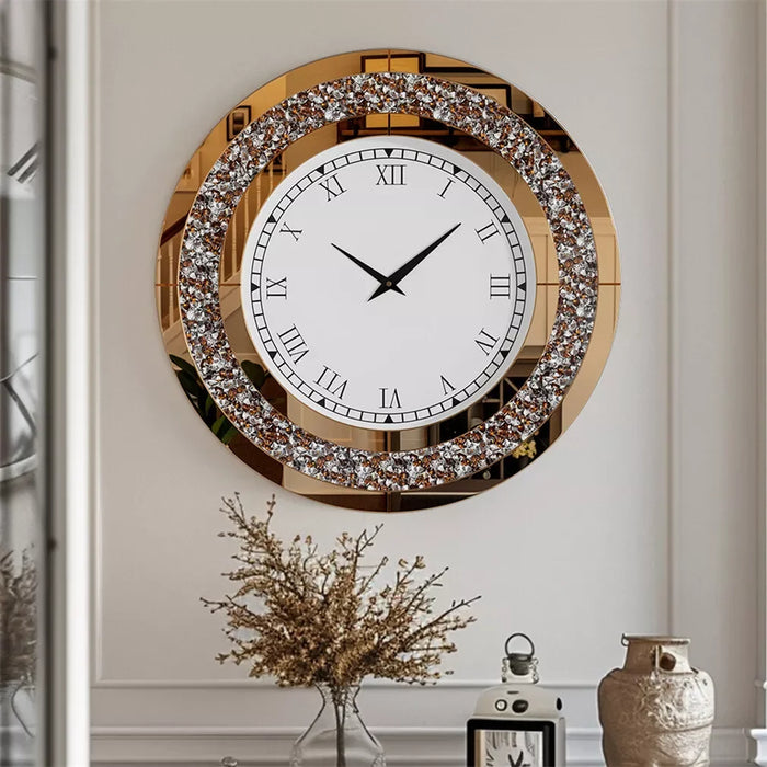 Premium construction 3D wall clock with tawny tint and Roman numerals