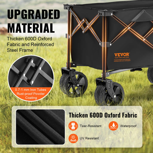 Collapsible Folding Wagon Cart with 350 lbs Capacity and All-Terrain Wheels