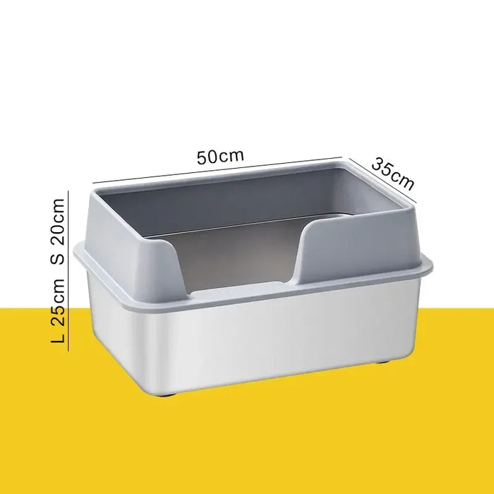 Stainless Steel Cat Litter Box, High-Sided, Odor-Free