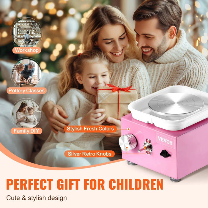 Mini Pottery Wheel 320RPM Adjustable Speed 2 Turntables 10cm/6cm White for Ceramic Art and Crafts