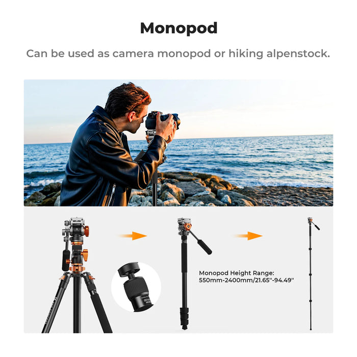 91" Fluid Head Tripod with Detachable Monopod