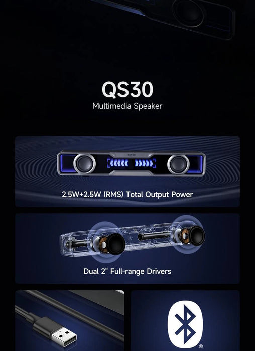 Mini Bluetooth Soundbar with Subwoofer RGB and Mic