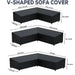 Waterproof black sectional sofa cover designed for V-shaped furniture (228x228x85x78cm)