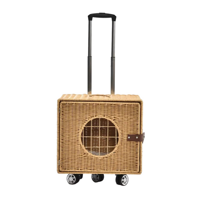 Portable Pet Trolley Luggage for Small Animals Wheeled Design with Comfort Mat