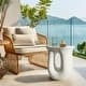 Cream U-Shaped Concrete Side Table for Indoor Outdoor Use