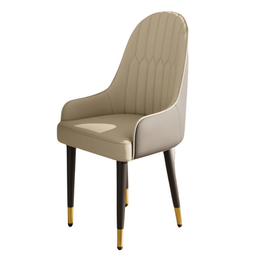 Set of 2 mid-century modern faux leather dining chairs in creamy white-gray