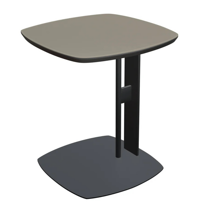 Mid-Century Modern Square Accent Table in Light Grey & Black