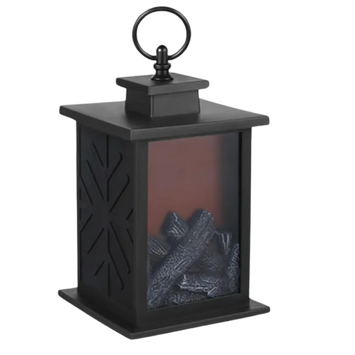 LED Flame Effect Lantern Lamp with Realistic Fireplace Look and Charcoal Accents