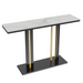 White marble console table with gold accents for stylish living rooms