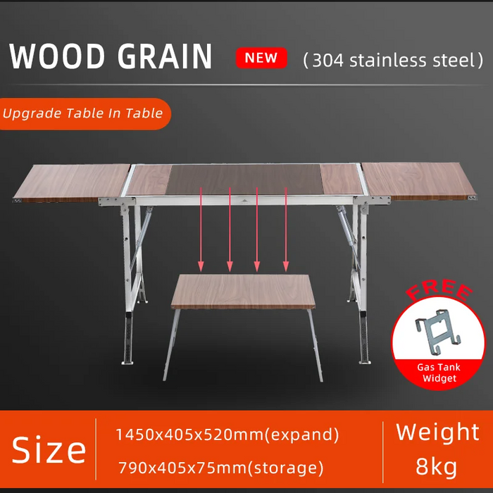 Portable Folding Wood Camping Table – Outdoor Picnic BBQ