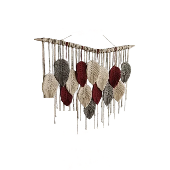 Burgundy Tapestry Wall Hanging 80x60cm Woven Decor