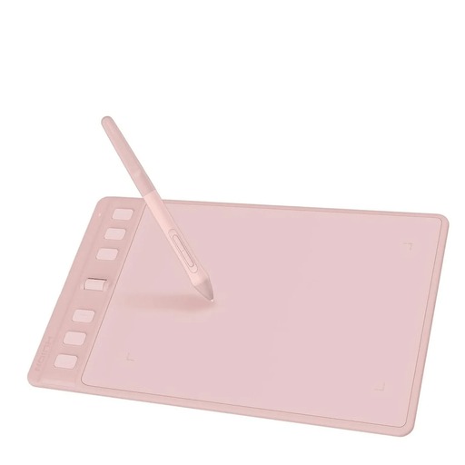 16 x 10 Cm Graphics Tablet with 6 Express Keys, Supports Android, Mac, Windows (H641P-Pink) - FLUXA