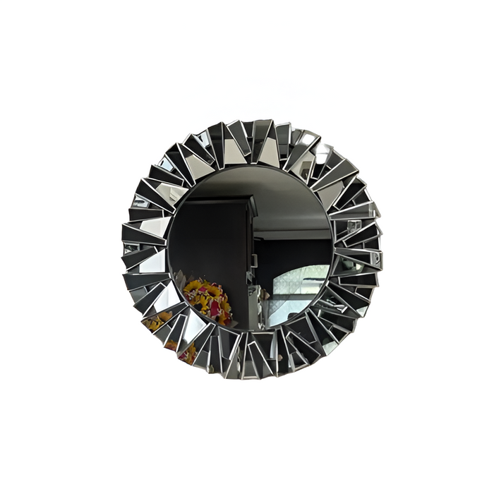 Round Silver Sunburst Decorative Mirror, 800MM, Wall Mounted