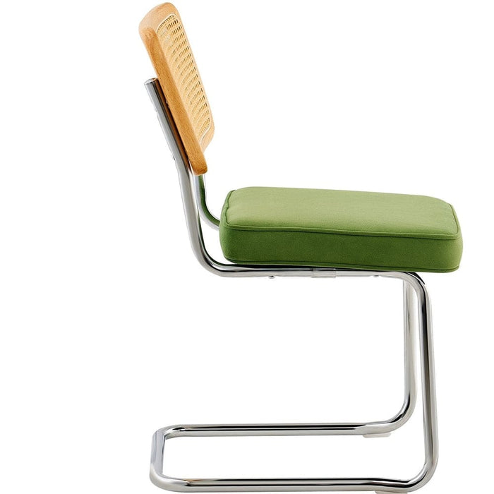 Elegant Rattan Dining Chair with Plush Velvet Cushions