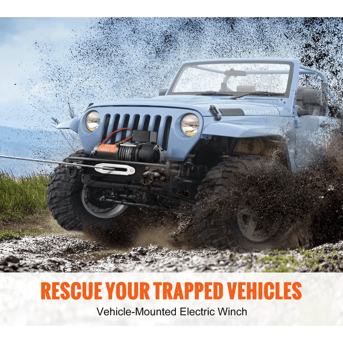 Electric Winch Steel Rope Wireless/Wired Remote for ATV UTV Jeep Truck SUV (Wired 907 kg) - FLUXA