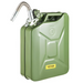 Set of 2 green 20L fuel can steel petrol tanks with rustproof, heat-resistant, and flexible spout features