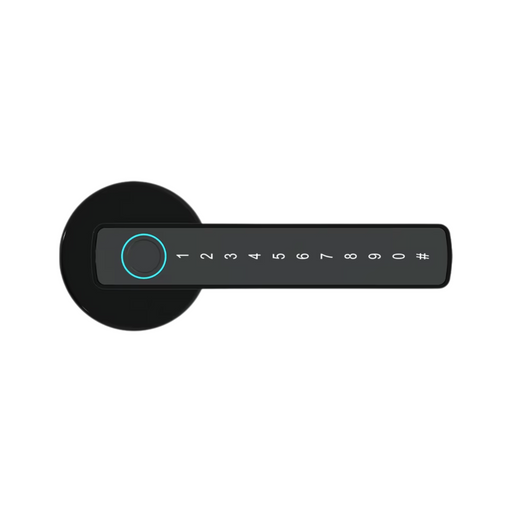 Smart fingerprint door lock with black keypad and IC card access