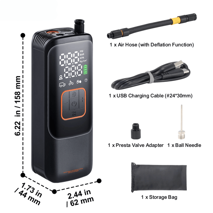 Portable Rechargeable Air Compressor Tire Pump - FLUXA