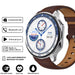 Brown leather smartwatch with 143 inch AMOLED display and Bluetooth call support