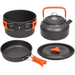 Premium lightweight camping cooking set made from anodized aluminum 