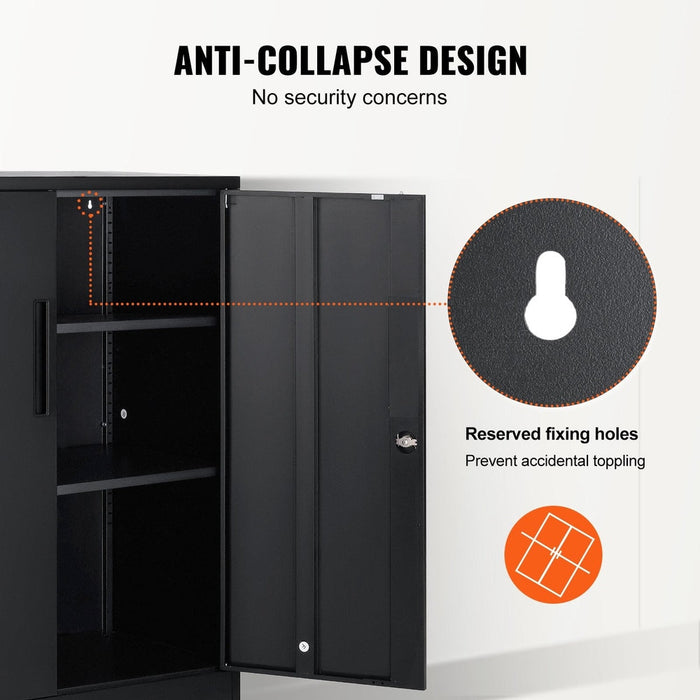 Metal Storage Cabinet with Wheels 190 cm - Locking Cabinet, 2 Magnetic Doors, 4 Adjustable Shelves, 90 kg Capacity (3 Layers-Black) product image showcasing 90 kg capacity per shelf