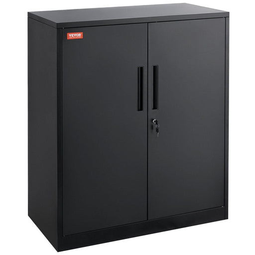 Metal Storage Cabinet with Wheels 190 cm - Locking Cabinet, 2 Magnetic Doors, 4 Adjustable Shelves, 90 kg Capacity (3 Layers-Black) product image with strong load capacity and adjustable shelves
