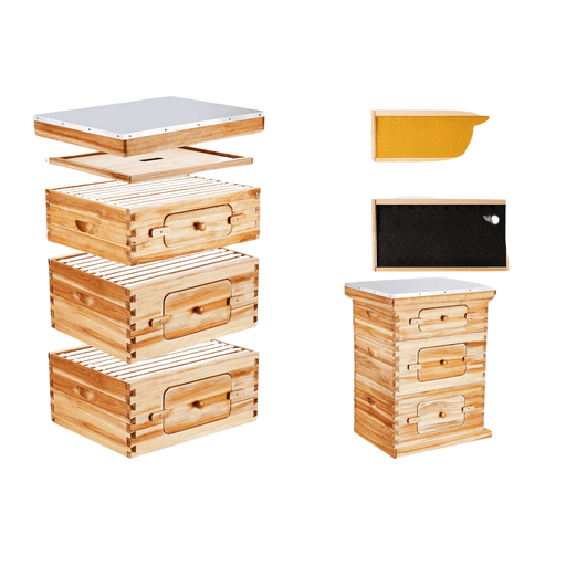 Bee Hive Deep Box Starter Kit made of 100% Beeswax Coated Cedar Wood