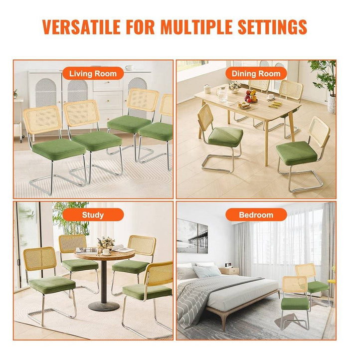 Easy to Clean and Maintain Green Rattan Dining Chair