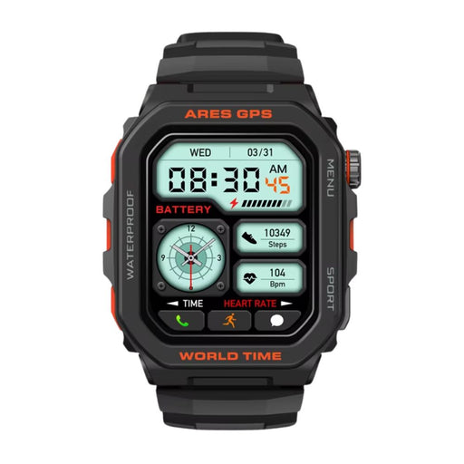 GPS smartwatch with Bluetooth calls, Alexa, heart rate and SpO2 tracking in lava black