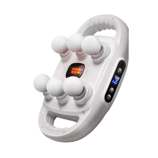 Deep tissue massage gun with 6 replaceable massage heads and white color