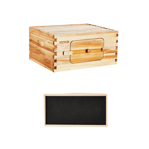 Bee Hive Deep Box Starter Kit - 100% Beeswax Coated Cedar Wood, Langstroth Design with Transparent Acrylic (1109SC -  10 Frames) - A complete beekeeping starter kit with high-quality cedar wood and transparent acrylic