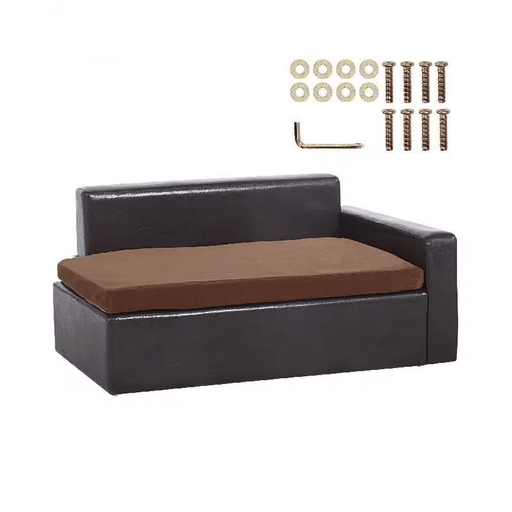 Comfortable black pet sofa bed with high-resilience sponge and sturdy wood frame