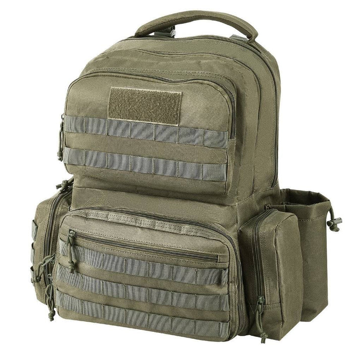Tactical range backpack in green color with pistol bags for 2-6 pistols