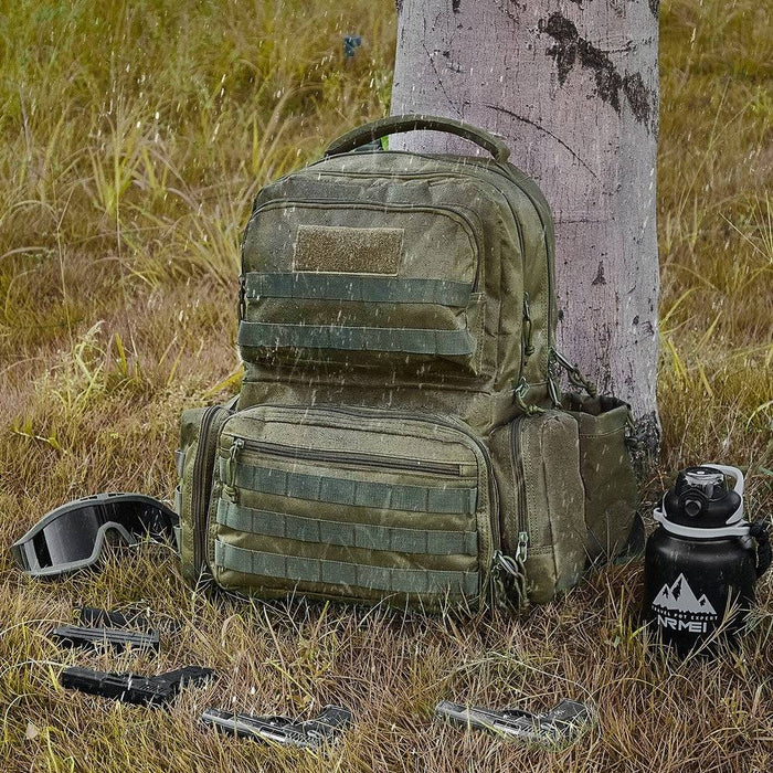 Tactical Range Backpack for 2-6 Pistols with Pistol Bags in Green