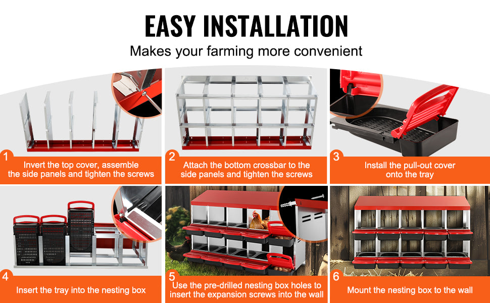 Dimensions of 75 cm x 50 cm x 50 cm for a clean, safe, and efficient laying environment