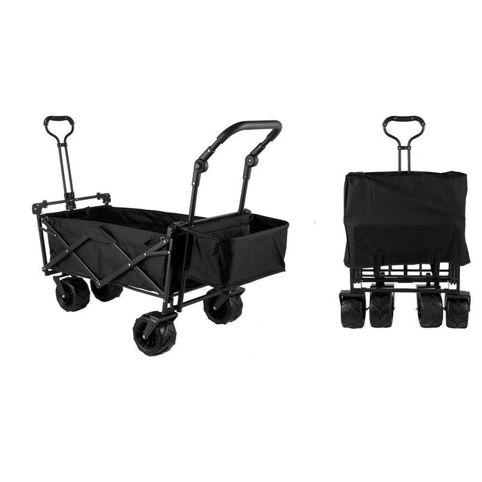 Camouflage Folding Wagon Cart with Detachable Canopy and All-Terrain Wheels