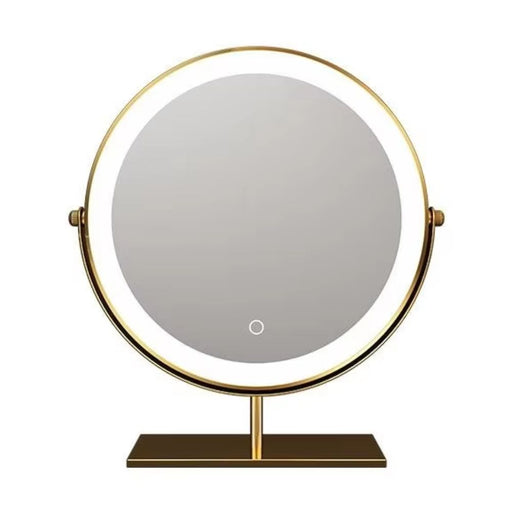 LED Vanity Makeup Mirror with Lights, 30cm Round, Dimmable & 360° Rotation – Gold