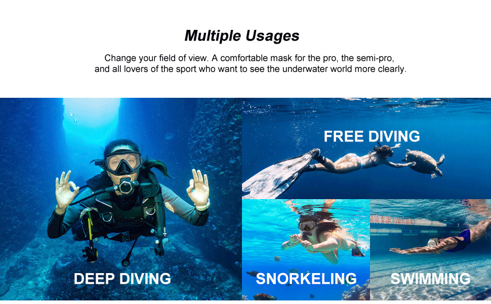 Dry snorkel set with anti-fog scuba diving mask in pink